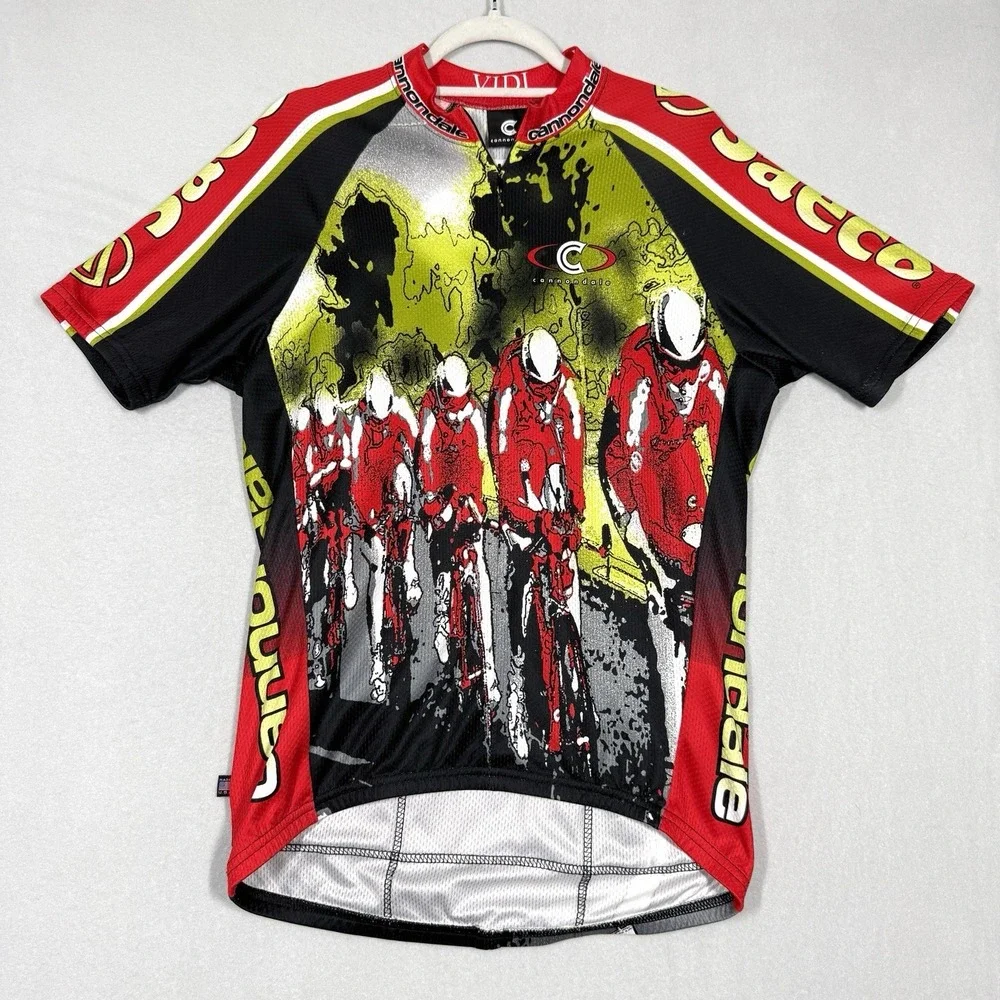 Saeco Cannondale Cycling Jersey Men Large Vidi Performance Logo 1/4 Zip Pullover